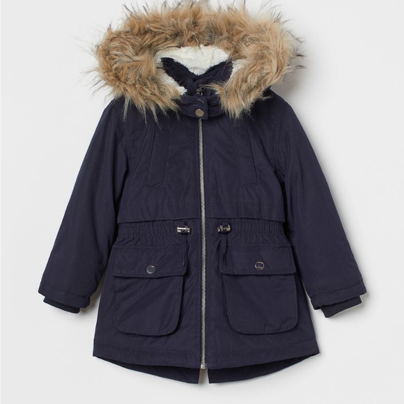 H&M Jackets & Coats Hm Girls Padded Parka Navy Blue 4t Nwot Poshmark